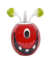 National Tree Company 11" Halloween Decoration, Single Eye Metal Pumpkin with Gloss Finish, Red