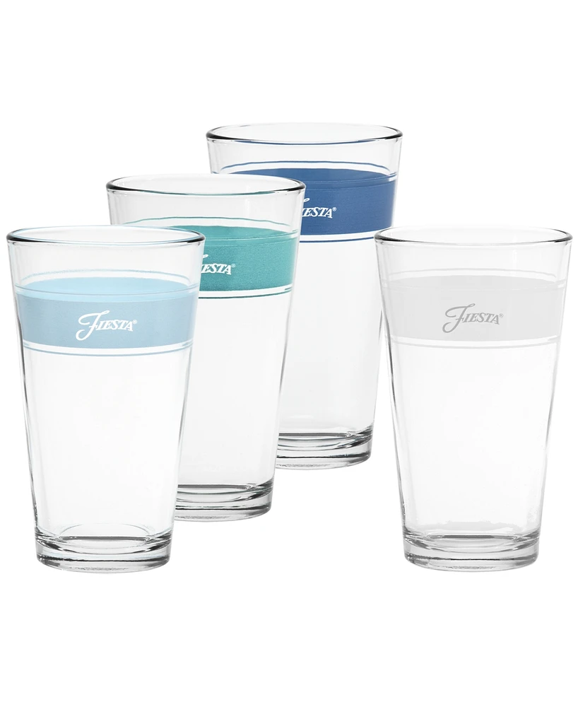 Fiesta Coastal Blues Frame 16-Ounce Tapered Cooler Glass Set of 4