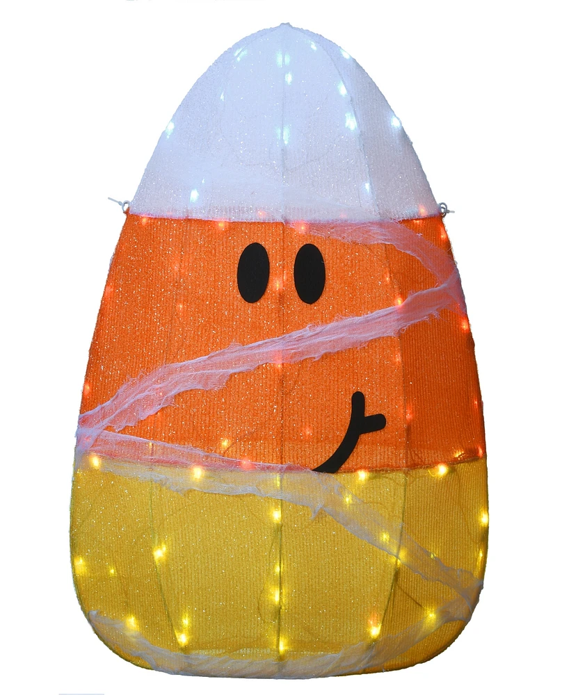 National Tree Company 28" Pre-Lit Candy Corn Mummy Outdoor Decoration, Led Lights, Halloween Collection