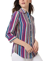 Jones New York Petite Striped 3/4-Sleeve Shirt