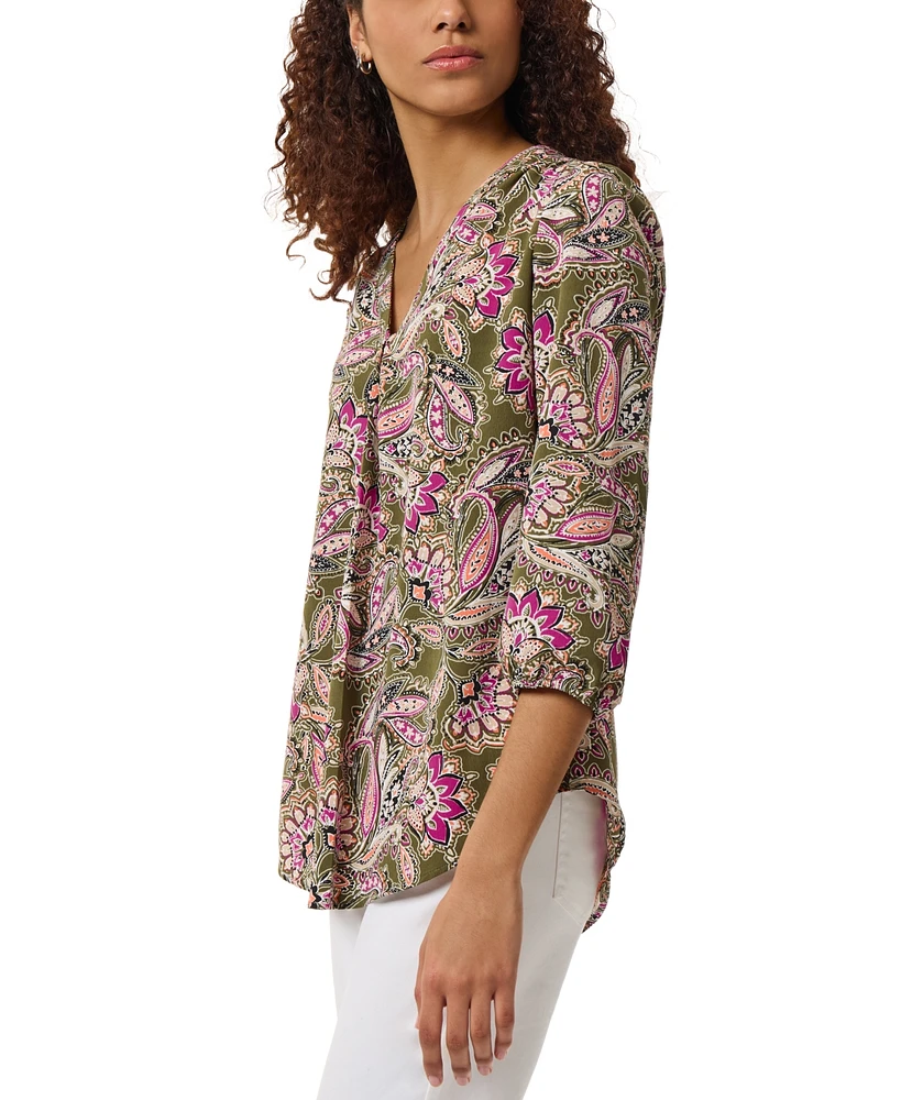 Jones New York Petite Printed 3/4-Sleeve Tunic