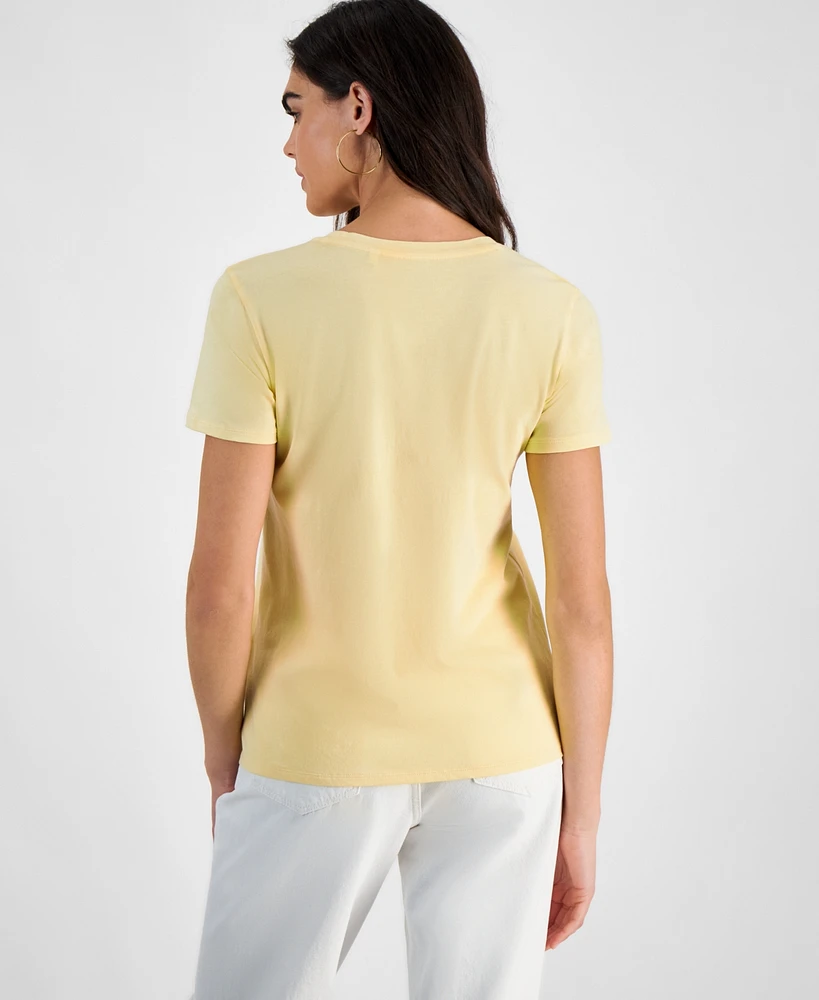 Guess Women's Embellished Graphic Print Cotton T-Shirt