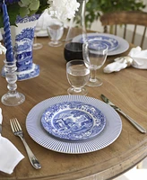 Spode Blue Italian Steccato Dinner Plates, Set of 4