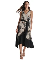 Dkny Women's Surplice-Neck Tie-Waist Fit & Flare Dress