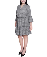 Ny Collection Plus 3/4 Sleeve Tiered Dress