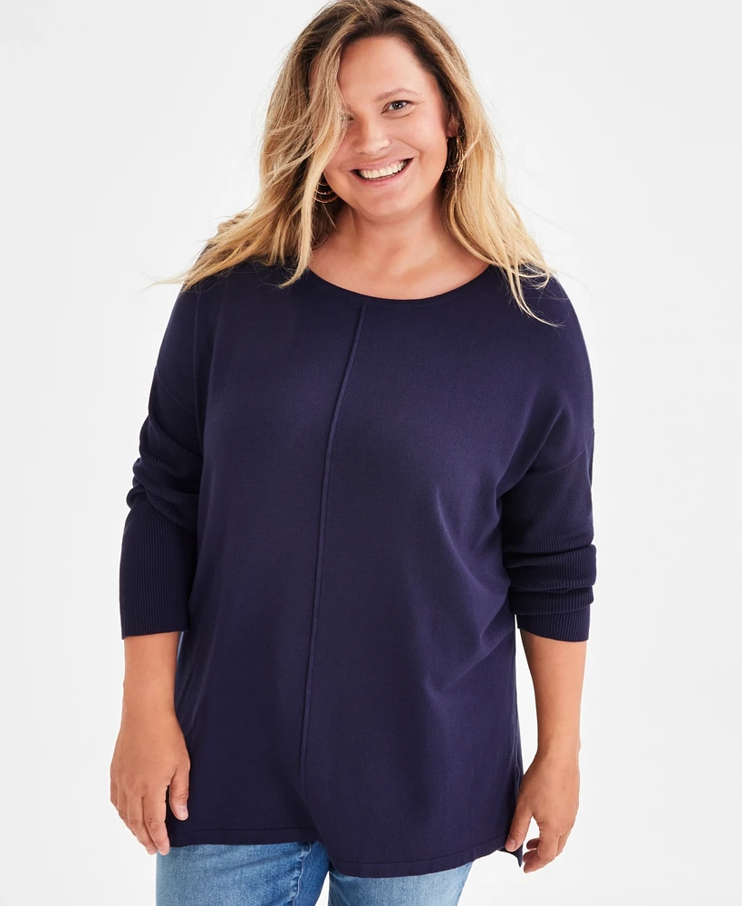 Style & Co Plus Knit Seam-Front Tunic Top, Created for Macy's