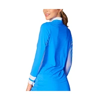 G Lifestyle Clothing Women's Color Block Quarter Zip Top Bt. Peri Medium