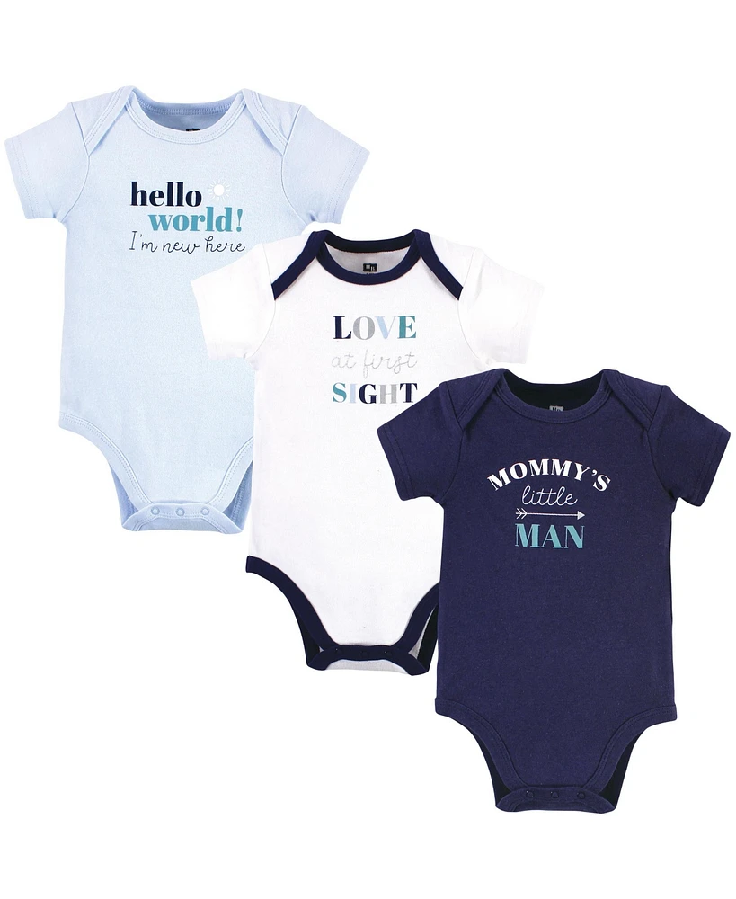 Touched by Nature Baby Boys Hudson Cotton Bodysuits, Mommys Man, 0-3 Months