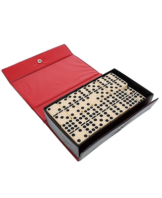 We Games Double Nine Dominoes With Spinners - Ivory Tiles, Thick Size