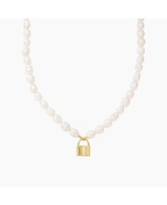 Bearfruit Jewelry Secret Summer Cultured Pearl Lock Pendant Necklace