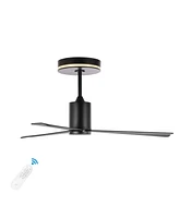 Jonathan Y Levi 52" 1-Light Contemporary Minimalist 6-Speed Iron Height Adjustable Integrated Led Ceiling Fan with Remote, Black