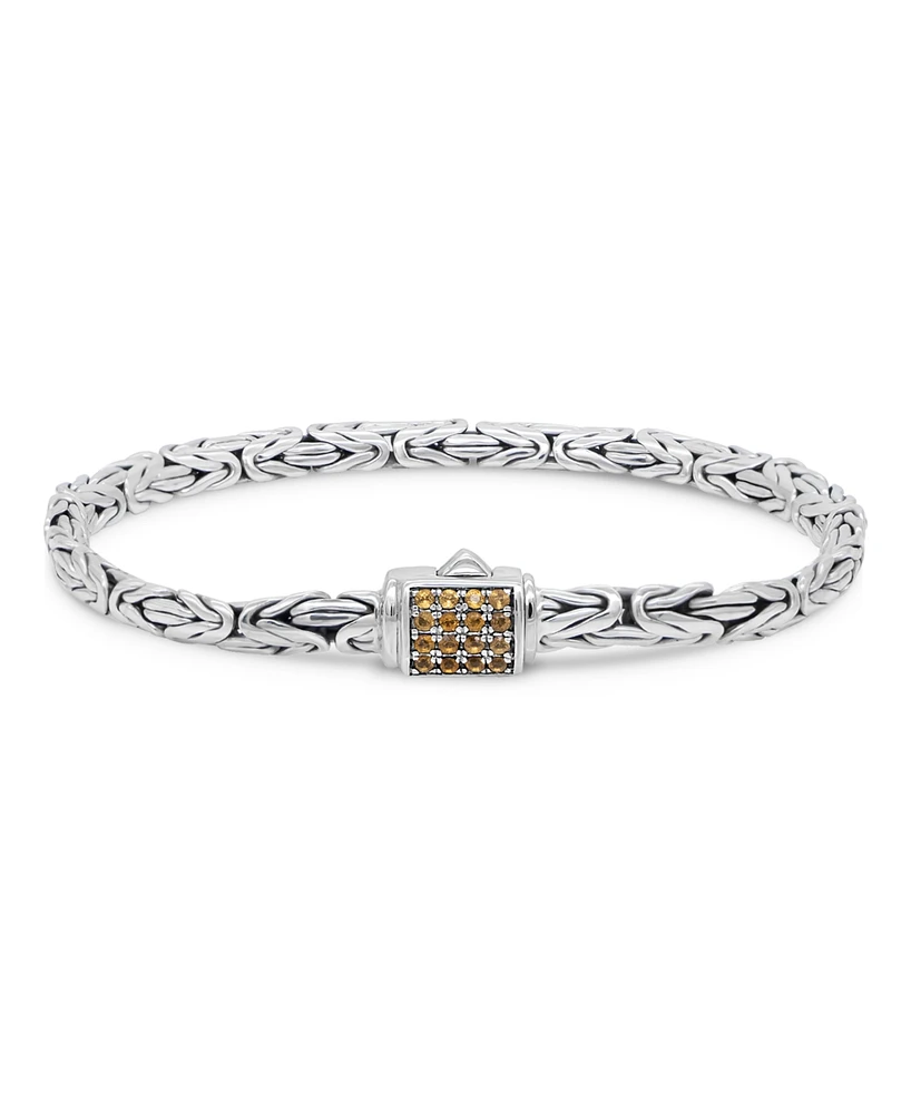 Devata Citrine & Borobudur Oval 5mm Chain Bracelet in Sterling Silver