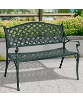 Sugift 40 Inch Outdoor Aluminum Antique Garden Patio Bench