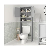 Merrick Lane Vigo Over The Toilet Bathroom Organizer With Shelves And Magnetic Closure Doors