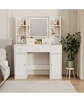 Smart mirror dressing table with storage and drawers