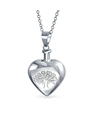 Bling Jewelry Family Tree Of Life Heart Pendant Memorial Cremation Urn Necklace For Ashes Women Teens .925 Sterling Silver Customizable