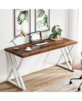 Tribesigns Writing Computer Desk, 55 inch Heavy Duty Study Desk with Z-Shaped Metal Leg, Modern Simple Home Office