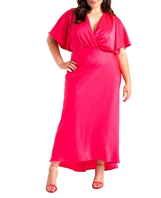 Eloquii Women's Plus Kimono Sleeve Maxi Dress