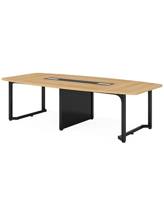 Tribesigns 8FT Conference Table, 94.5L x 47.2W inch Large Meeting Table, Modern Rectangular Seminar Table for Office Meeting Conference Room, Metal Fr