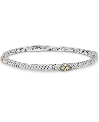 Devata Bali Filigree Slide-on Bangle Bracelet Sterling Silver and 18K Gold