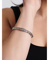 Devata Bali Filigree Slide-on Bangle Bracelet in Sterling Silver and 18K Gold