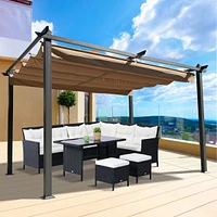 Simplie Fun 10FT Retractable Pergola Canopy for Outdoor Sun Shelter