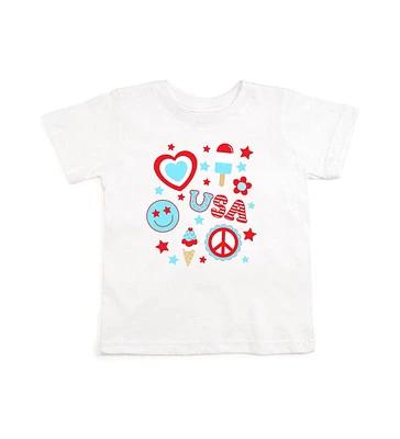 Sweet Wink Little and Big Girls 4th Of July Doodle Short Sleeve T-Shirt