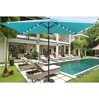 Simplie Fun Solar Led Patio Umbrella: Crank, Tilt, 10x6.5 ft