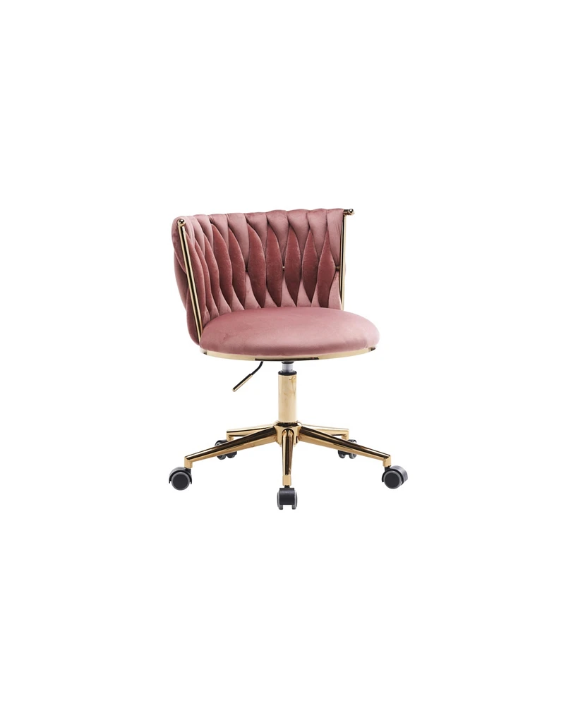 Simplie Fun Pink Upholstered Swivel Desk Chair