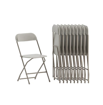 Emma+Oliver Set Of 10 Stackable Folding Plastic Chairs - 650 Lb Weight Capacity