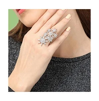 Sohi Women's Silver Celestial Cocktail Ring
