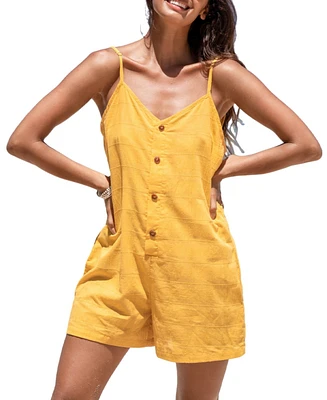 Cupshe Women's Canary Button-Front Cami Romper