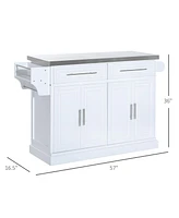 Homcom 57" Rolling Kitchen Trolley Island Portable Modern Storage Cabinet Cart