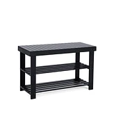 Slickblue Wicker Shoe Rack Bench With Shelves, Organizer