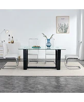 Glass Dining Table Large Modern Minimalist Rectangular for 6