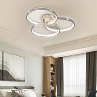 Streamdale Furniture Three Ring Design, Contemporary Semi-Flush Mount With Inner Ring Illumination Ceiling Lamp