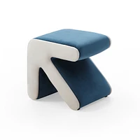 Simplie Fun Modern Velvet Upholstered Stool & Coffee Table, Blue+Beige