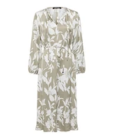 Olsen Women's Long Sleeve Abstract Floral Print Dress