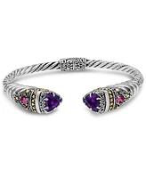 Devata Amethyst & Bali Uluwatu Cuff Bracelet Sterling Silver and 18K Gold