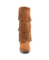 Minnetonka Women's Suede 3-Layer Fringe Boots