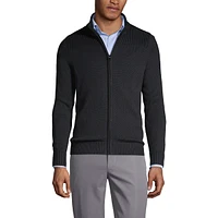 Lands' End Men's School Uniform Cotton Modal Zip Front Cardigan Sweater