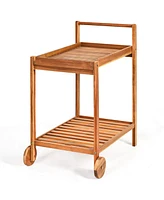 Sugift 2-Tier Rolling Kitchen Island Serving Cart with Legs and Handle