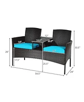 Sugift Patented Modern Patio Set with Built-in Coffee Table and Cushions