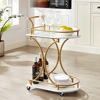 Streamdale Furniture Mobile Industrial Bar Cart with Wine Rack and Glass Holder