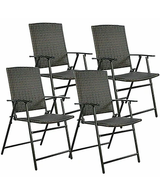 Sugift Set of 4 Rattan Folding Chairs
