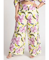 Eloquii Women's Wide Leg Printed Pant