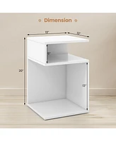 Inolait S-Shaped Side Table with Unique S-shaped Frame and 2 Open Compartments