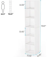 Tribesigns Modern White Bookcase, 6 Tier Cube Shelves Design, Tall Narrow Bookcase with Storage for Home Office