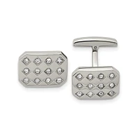 Chisel Stainless Steel Polished Cz Cufflinks