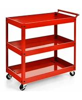 Sugift 3-Tier Utility Cart with Steel Frame and Four Wheels